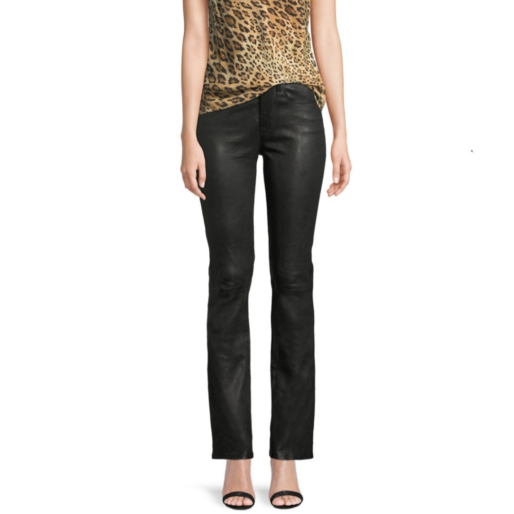 Express faux leather pants boot cut 90's style 3 4
